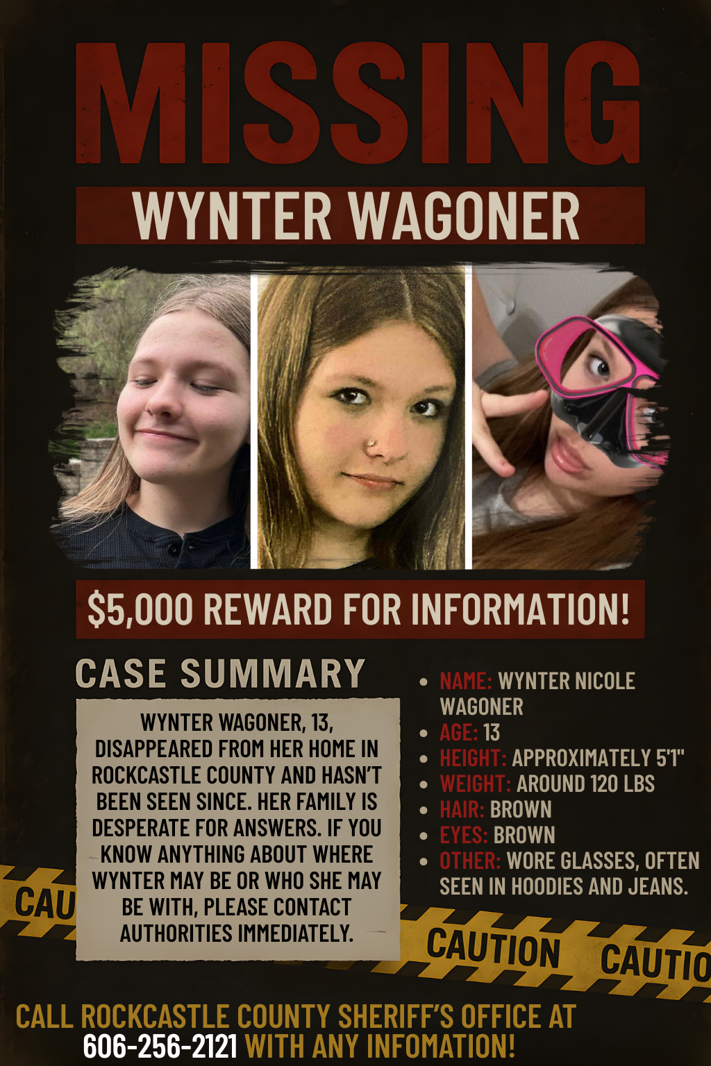 Cover image for 💕 THE DISAPPEARANCE OF 13-YEAR-OLD WYNTER WAGONER